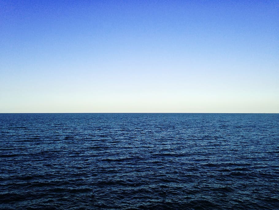 landscape of ocean, photo, body, water, blue, sky, sea, sunshine HD wallpaper