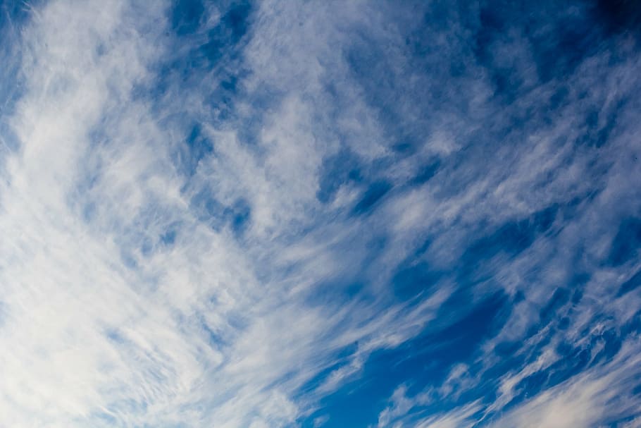 white clouds, sky, skyline, blue, blue background, blue sky HD wallpaper