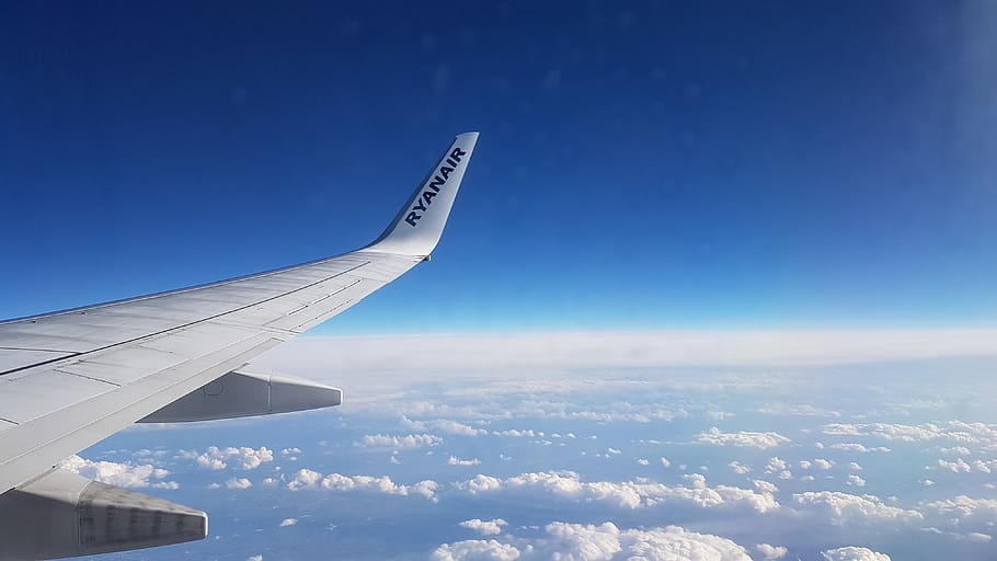 sky, fly, blue, airplane, air vehicle, flying, cloud - sky HD wallpaper