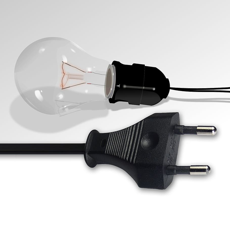 black cable connected to light bulb, pear, current, energy HD wallpaper