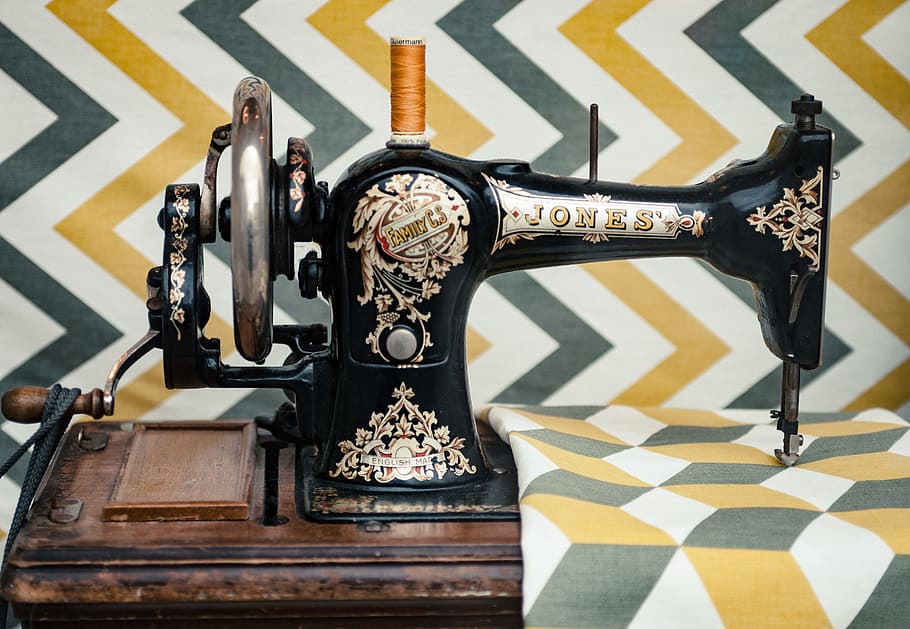 sewing, machine, technology, vintage, old, things, steel, wooden HD wallpaper
