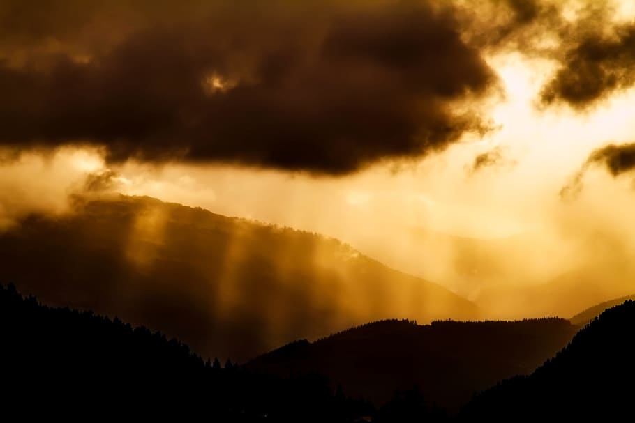Sunset, Dusk, Mountains, Hills, Nature, outdoors, landscape HD wallpaper