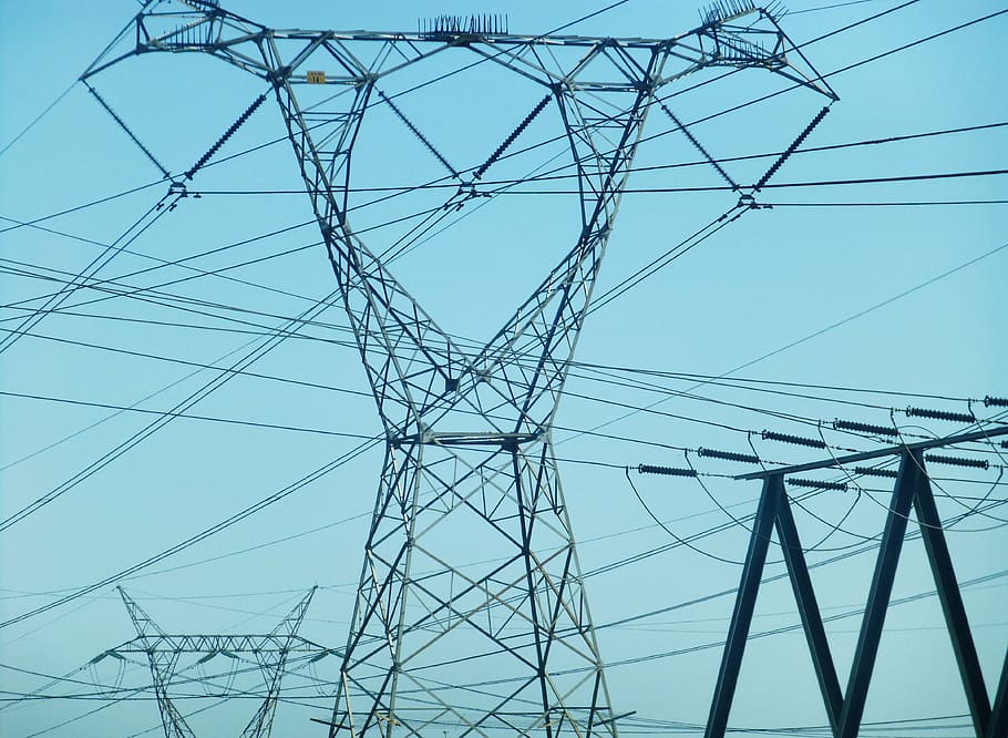 pylon, electricity, lines, current, cable, connection, power supply HD wallpaper