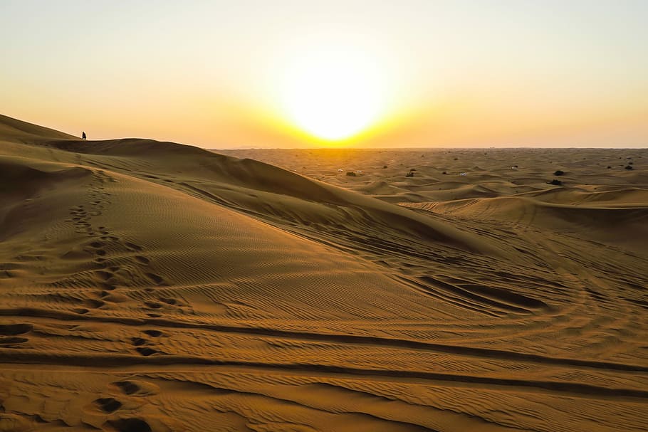 HD wallpaper: landscape photography of desert, dune, sand, sunset ...