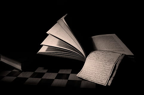 opened book, black, reference, concept, background, guidebook HD wallpaper