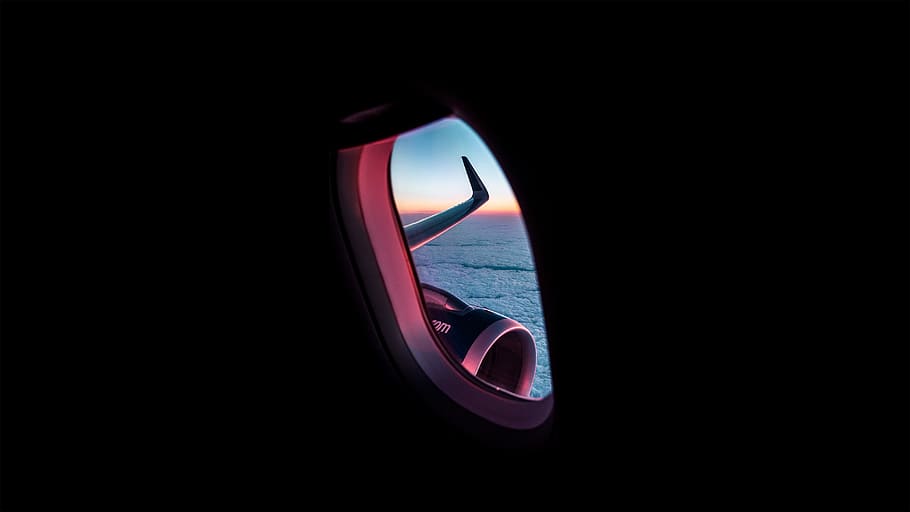 photograph of sea through airplane window, person taking photo of airplane window HD wallpaper