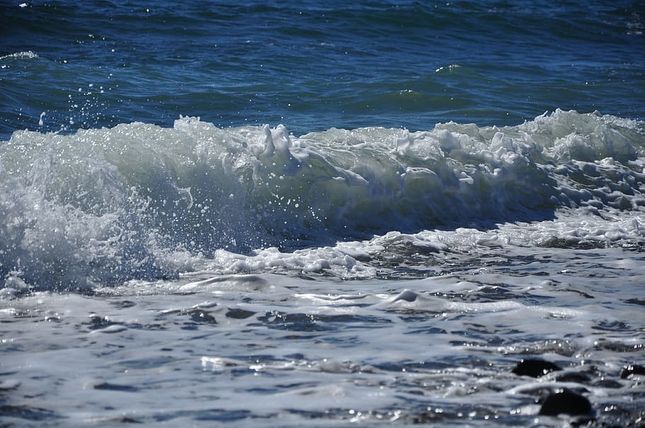 waves, beach, sea, holiday, costa, foam, mediterranean, water HD wallpaper
