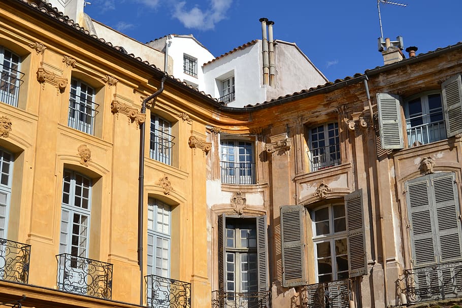france, provence, aix-en-provence, south of france, facades, HD wallpaper
