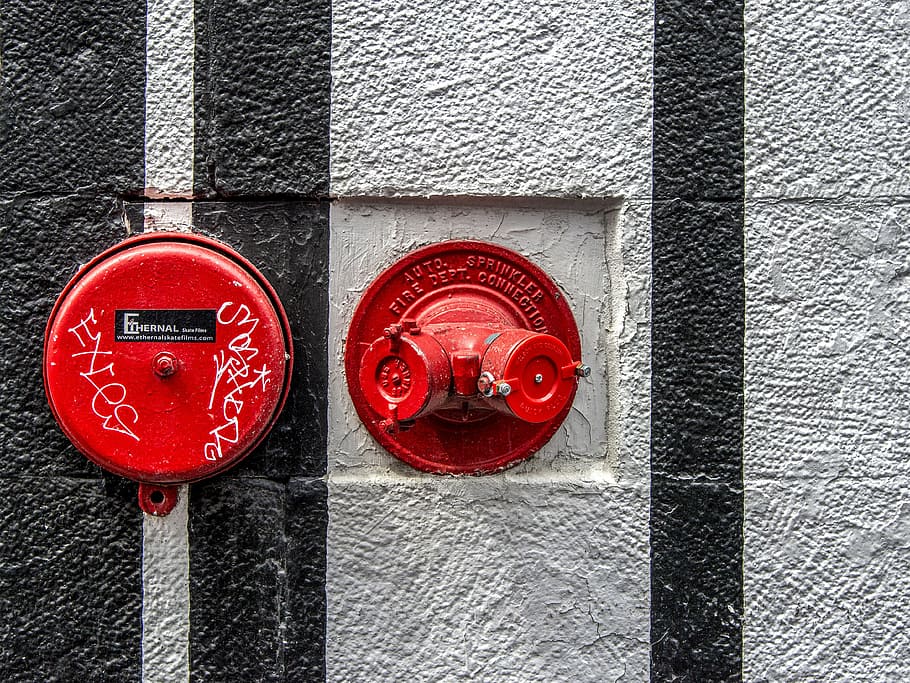 architecture, pipes, object, red, striated, safety, security HD wallpaper
