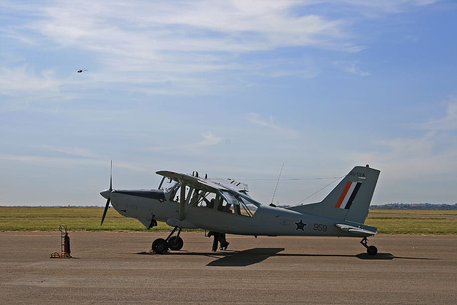 gray biplane on brown field during daytime, bosbok airplane on the flight line, HD wallpaper