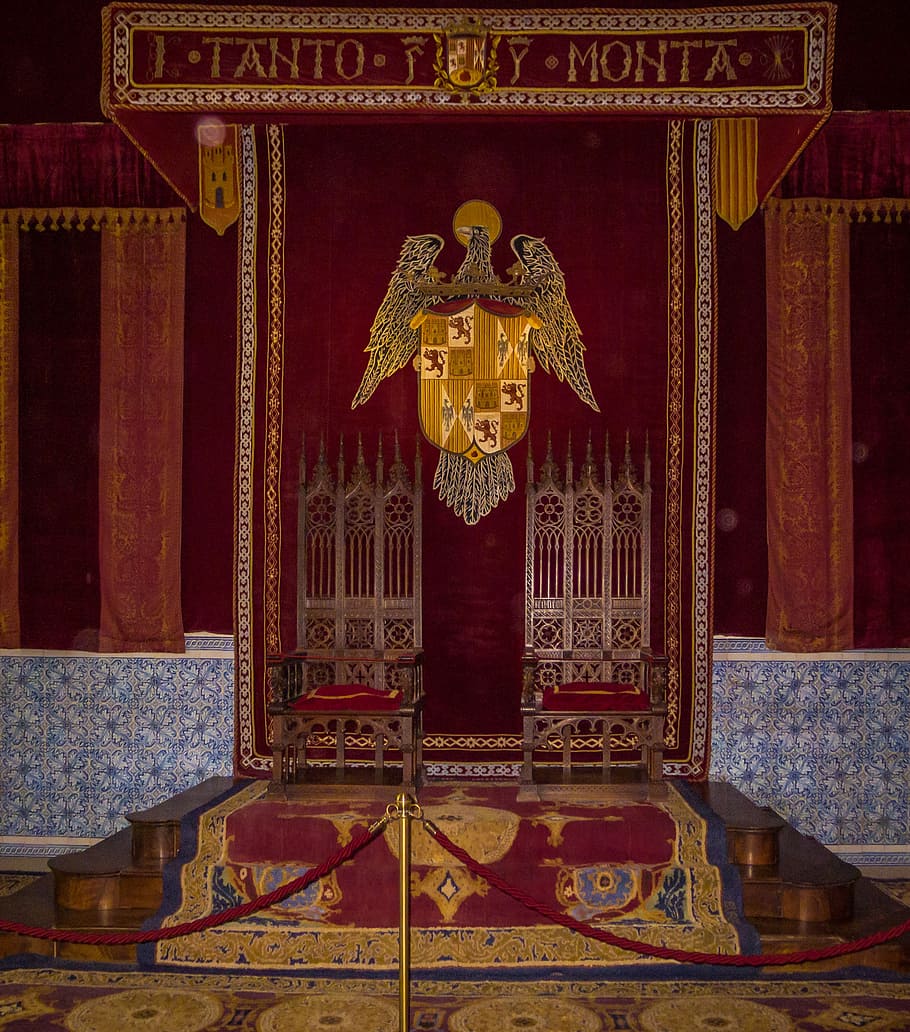 brown cabinet, throne, king, kings, spain, palace, room, museum, HD wallpaper