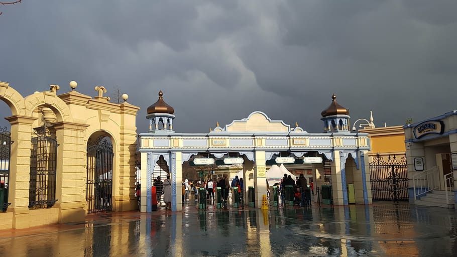 spring rain, sky, everland, tabitha, architecture, famous Place, HD wallpaper