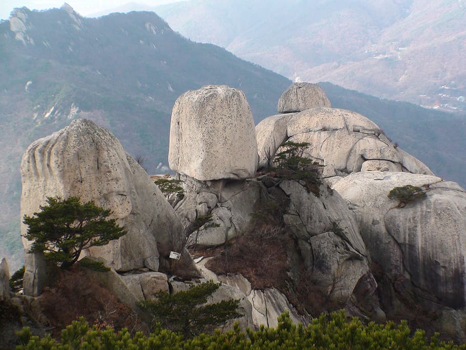 bukhansan mountain, ridge, rock, beauty in nature, scenics - nature