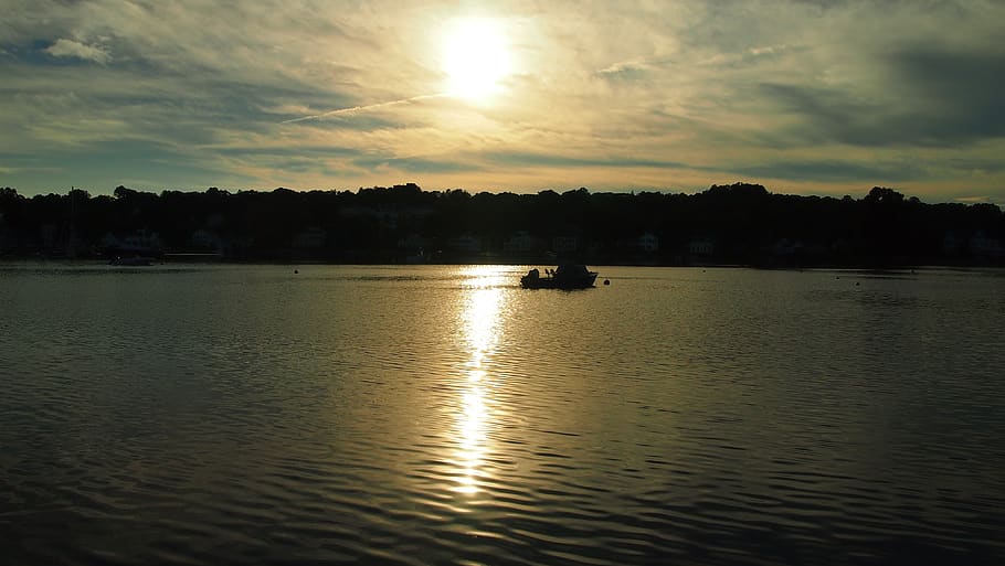 mystic, usa, sunset, water, sky, cloud - sky, scenics - nature HD wallpaper