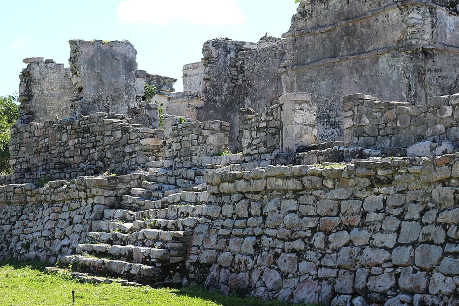stone, old, architecture, wall, maya, ruins, history, the past HD wallpaper