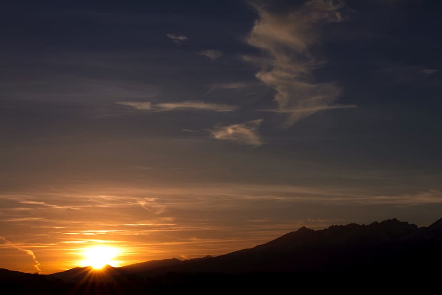 Sunset, Sunrise, Slovakia, High Tatras, poprad, mountain, sky, HD wallpaper