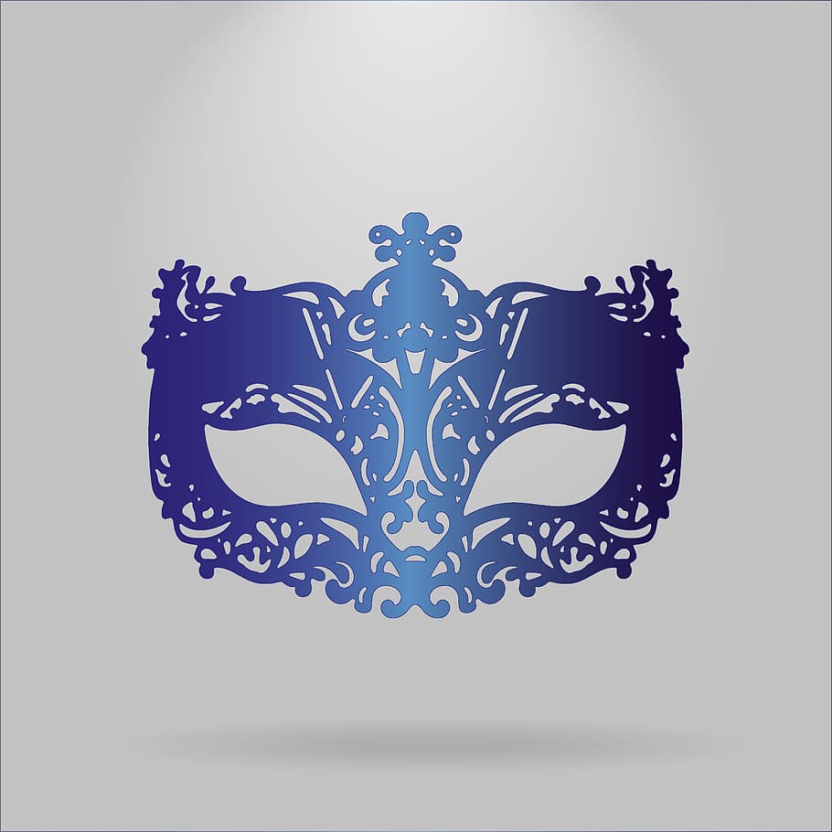 photo of blue masquerade mask, carnival mask, realistic, vector