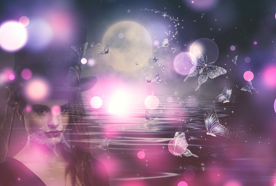 woman and butterflies wallpaper, fantasy, magical, mystery HD wallpaper