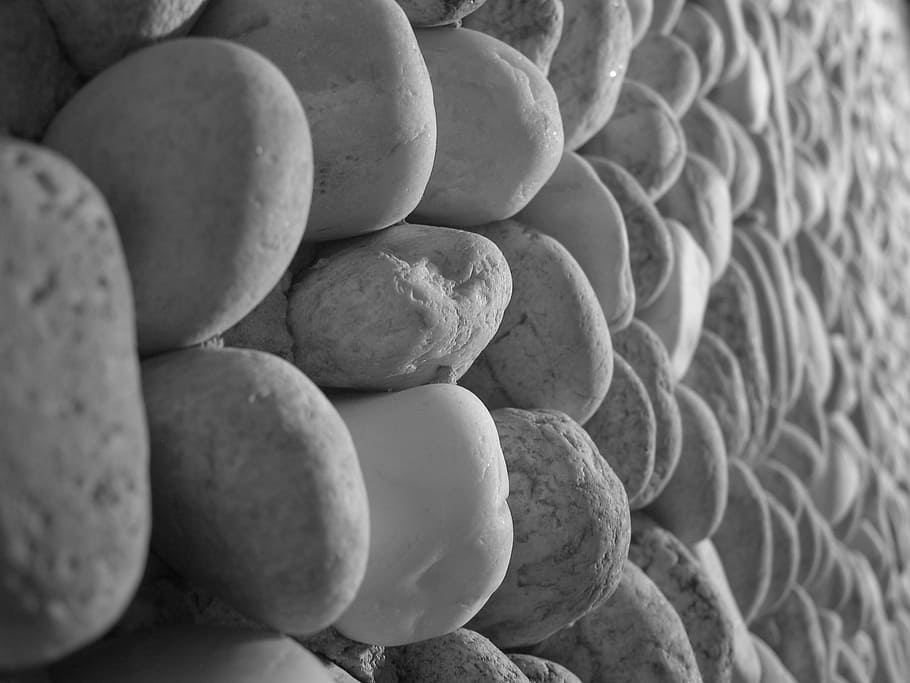 abstract, stone, rock, wall, black, white, large group of objects HD wallpaper