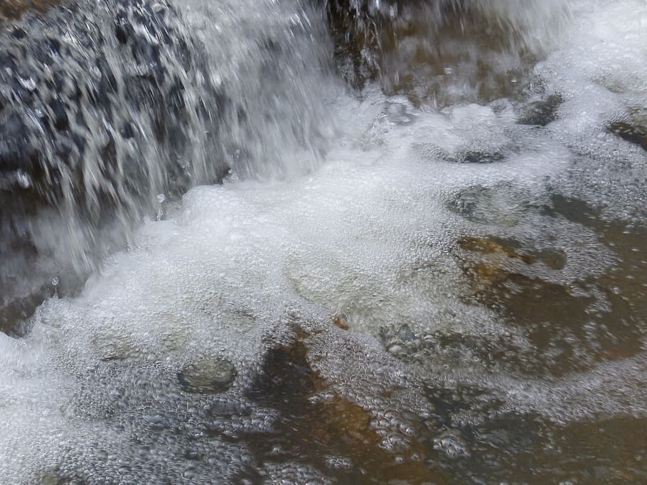 waterfall, dam, bubble, cold, fresh, clean, bach, river, stones HD wallpaper