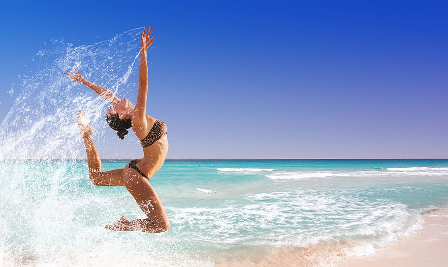 sand, ocean, sea, summer, holiday, mediterranean sea, blue sky HD wallpaper