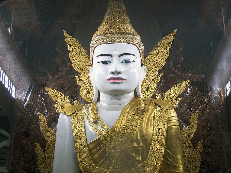 buddha, statue, religion, temple, buddhism, spirituality, gold HD wallpaper