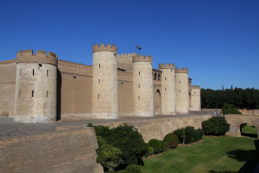 Zaragoza, Spain, Aljaferia, Europe, travel, tourism, fortress, HD wallpaper