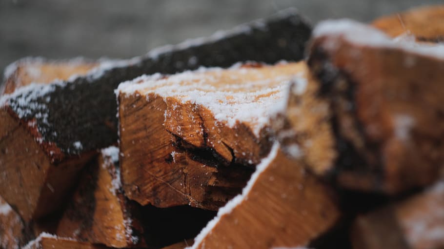 Close-up of Snow, macro, winter, wood, food and drink, no people HD wallpaper
