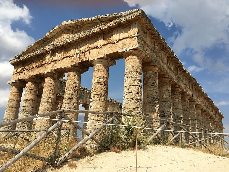 temple, segesta, sicily, columns, pediment, remains, architecture HD wallpaper