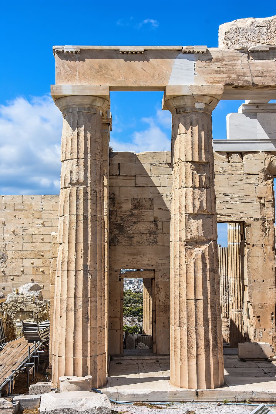 brown concrete pillars, acropolis, athens, greece, ancient, greek, HD wallpaper
