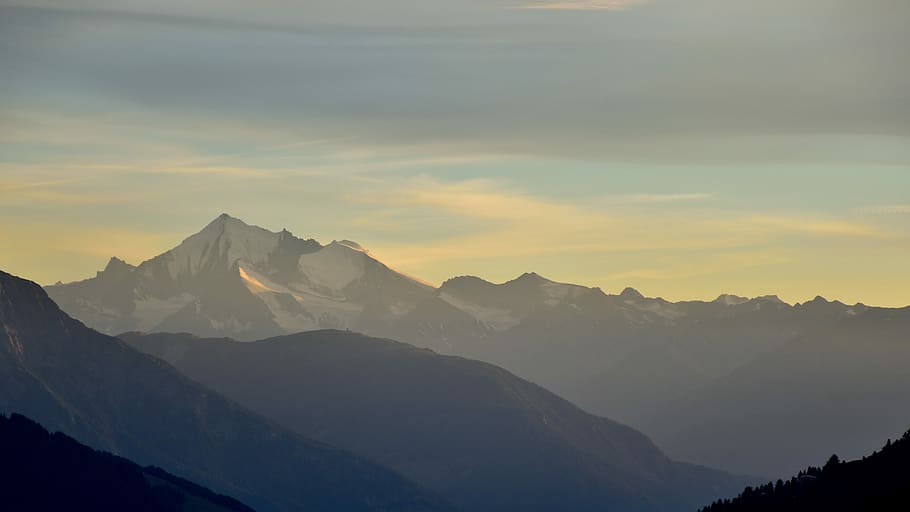 Sunset, Mountain, Clouds, Nature, landscape, sky, alpine, mood HD wallpaper