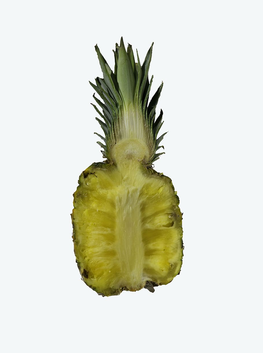 fruit, pineapple, yellow, studio shot, white background, healthy eating HD wallpaper