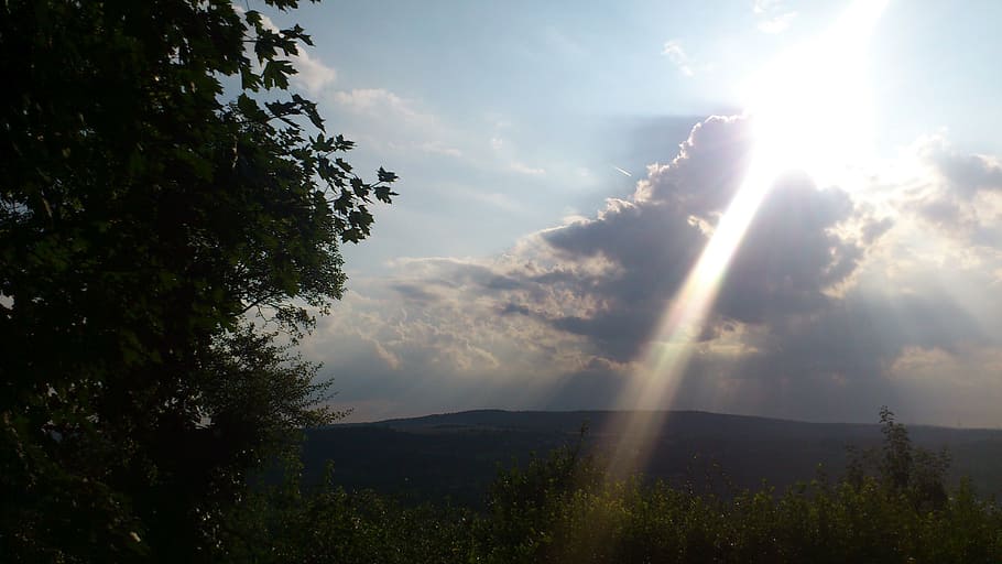 Sunbeam, Cloud, Clouds, Sky, ray of light, romance, rays, beautiful HD wallpaper