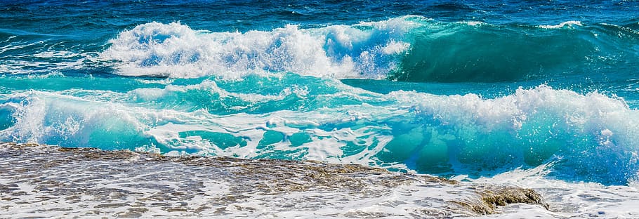 wave of body of water, waves, beach, sea, nature, blue, seascape HD wallpaper
