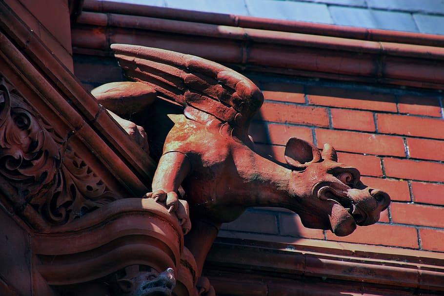 gargoyle, statue, gothic, sculpture, architecture, chimera HD wallpaper