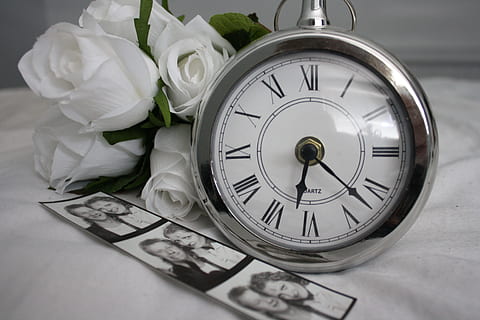 round silver-colored analog clock, time, watch, pocket watch HD wallpaper