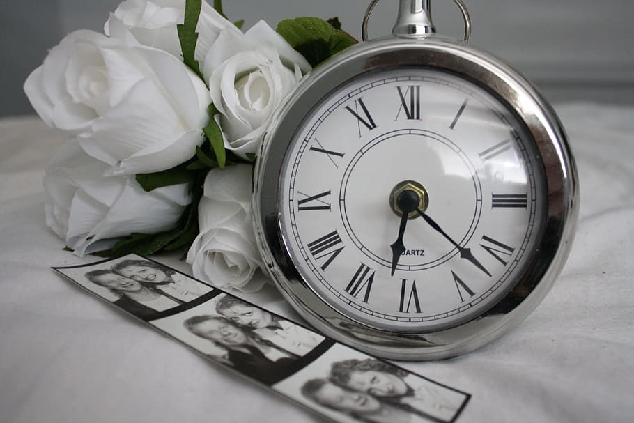 round silver-colored analog clock, time, watch, pocket watch HD wallpaper