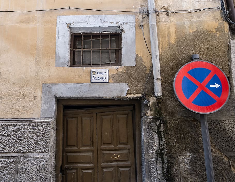 door, signal, input, forbidden, facade, warning, vehicles, built structure HD wallpaper