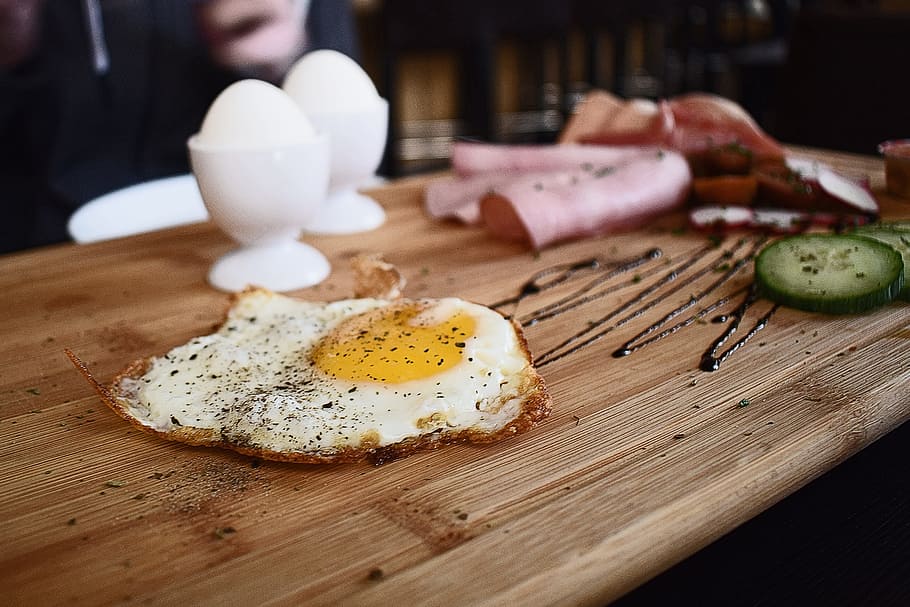 Egg, Breakfast, Food, Vegetable, Plate, gourmet, ham, egg yolk HD wallpaper