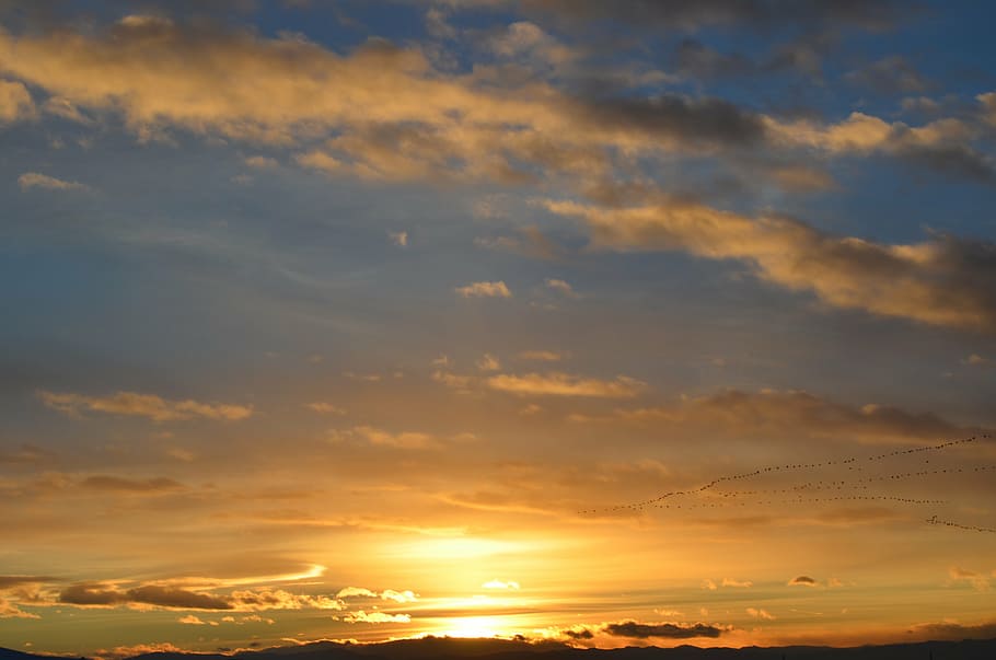 sunset, clouds, sky, nature, landscape, sky clouds, summer HD wallpaper