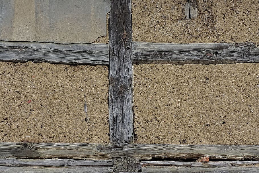 Truss, Wall, Mud, Home, mud wall, hauswand, old, leave, no people HD wallpaper