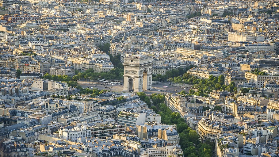 panorama of paris, the champs-élysées celebrating, france, HD wallpaper
