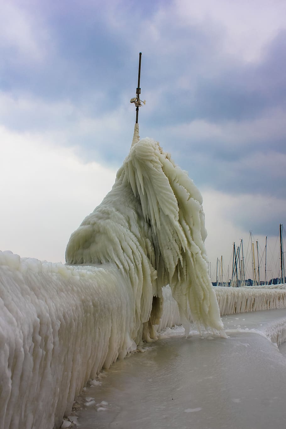 cold, ice, winter, gel, stalactite, ice formation, snow, cloud - sky HD wallpaper