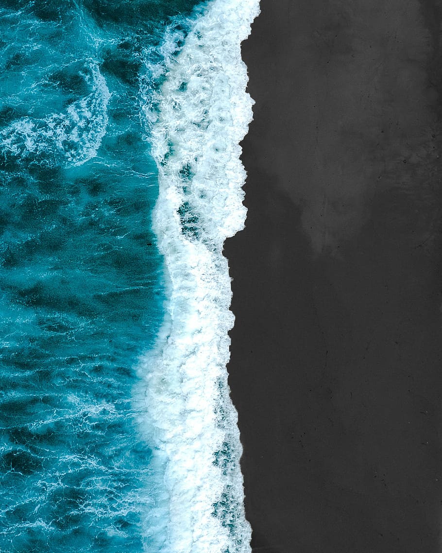 aerial photography of sea wave, aerial photo of seashore, water HD wallpaper