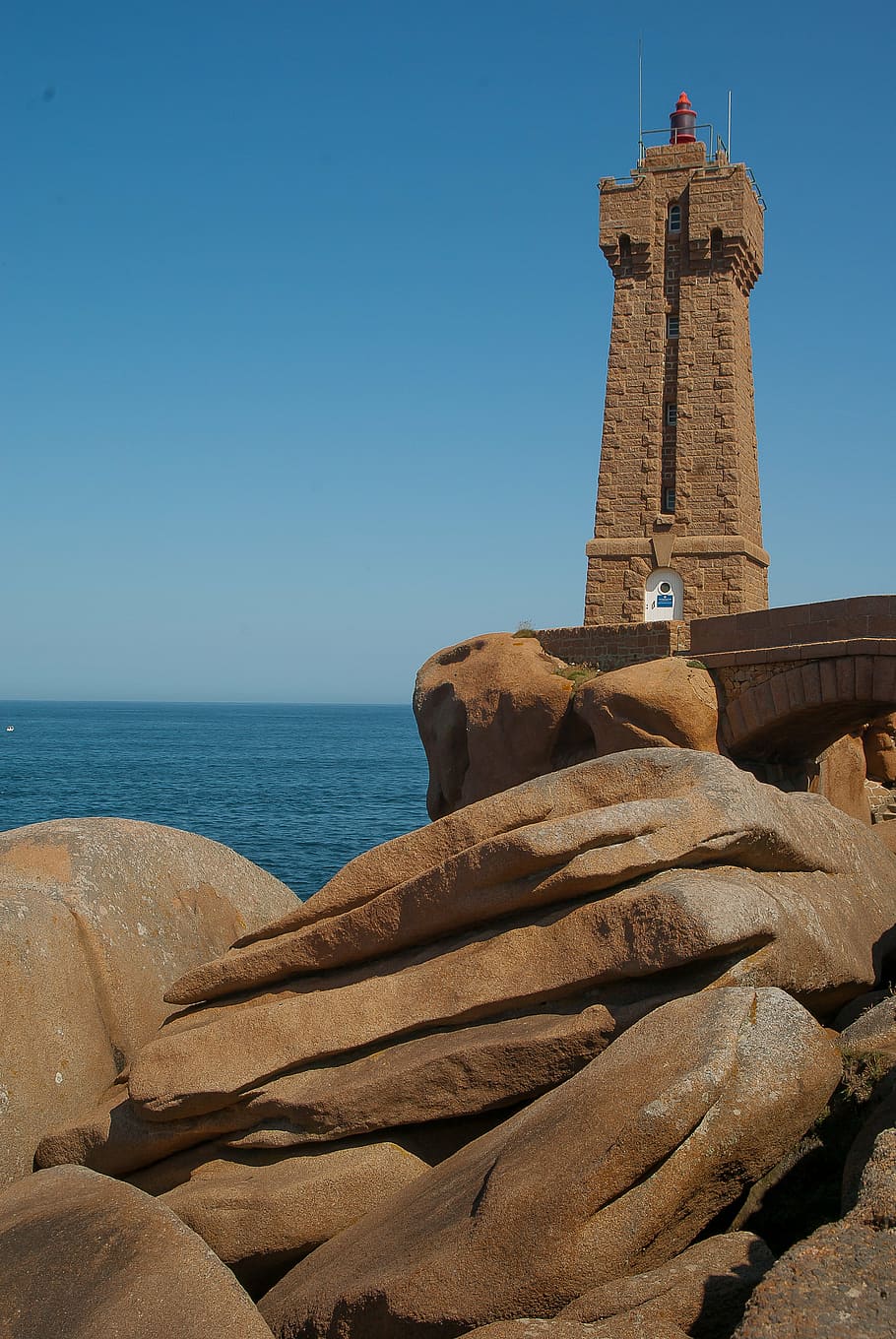 brittany, lighthouse, ploumanach, navigation, pink granite HD wallpaper