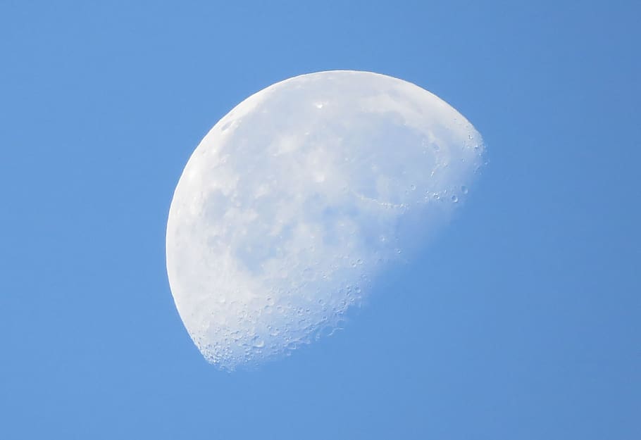 lunar, moon, astronomy, blue, sky, no people, nature, clear sky HD wallpaper