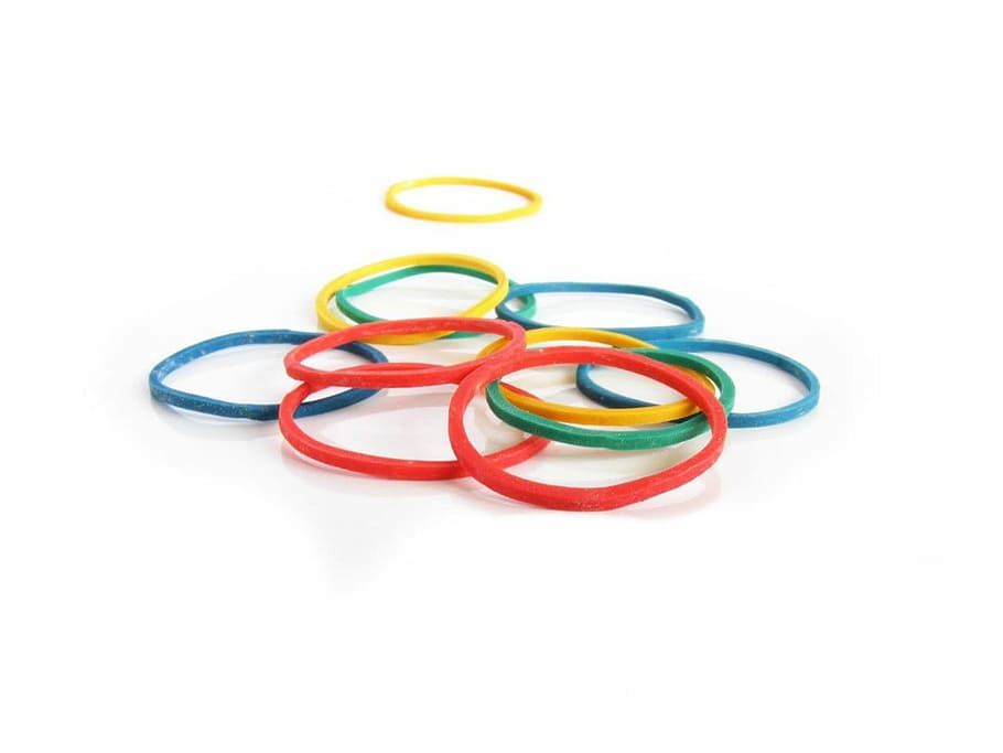 assorted-color rubber bands, Rubber, Band, Elastic, Fastener