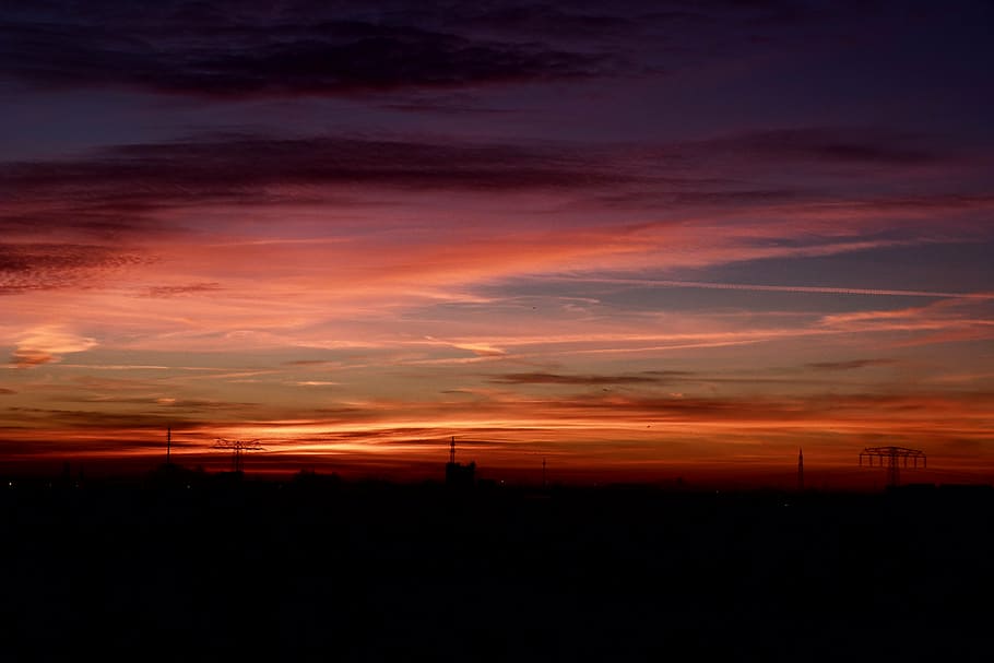 sky, red, afterglow, sunset, evening, evening sky, twilight HD wallpaper