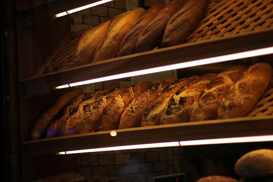 bakery, bread, food, pastry, breakfast, baked, healthy, shop HD wallpaper