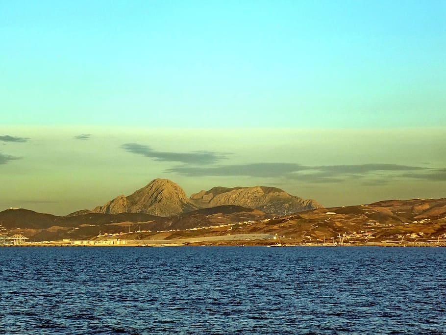 Gibraltar, Strait, Mountains, cliff, rock, atlantic, the mediterranean sea, HD wallpaper